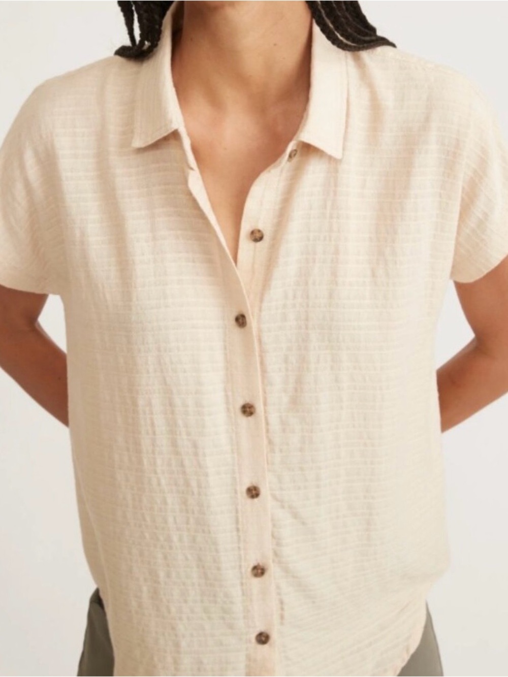 Marine Layer Dana Short Sleeve Button Front Cotton Top